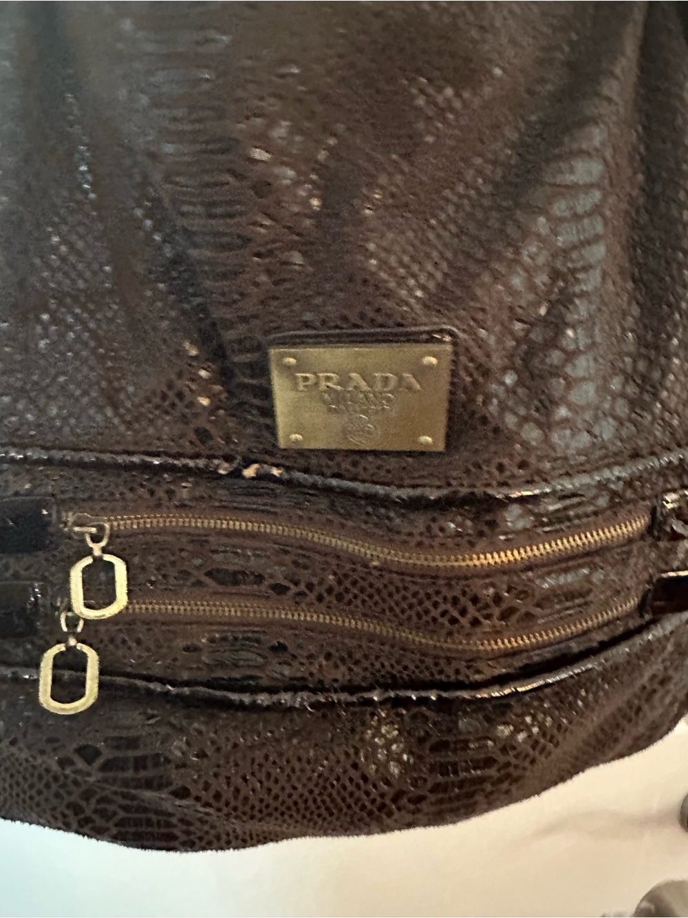 Vintage Brown Faux-Snakeskin Shoulder Bag - Picture 3 of 4
